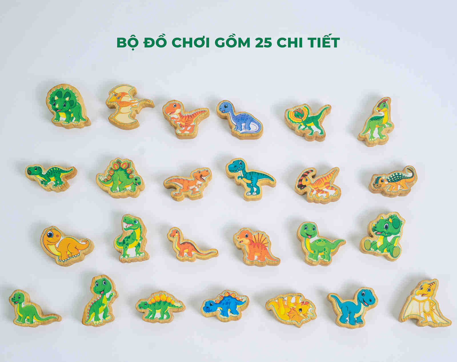 Bộ đồ chơi gỗ khủng long 25 chi tiết vui nhộn