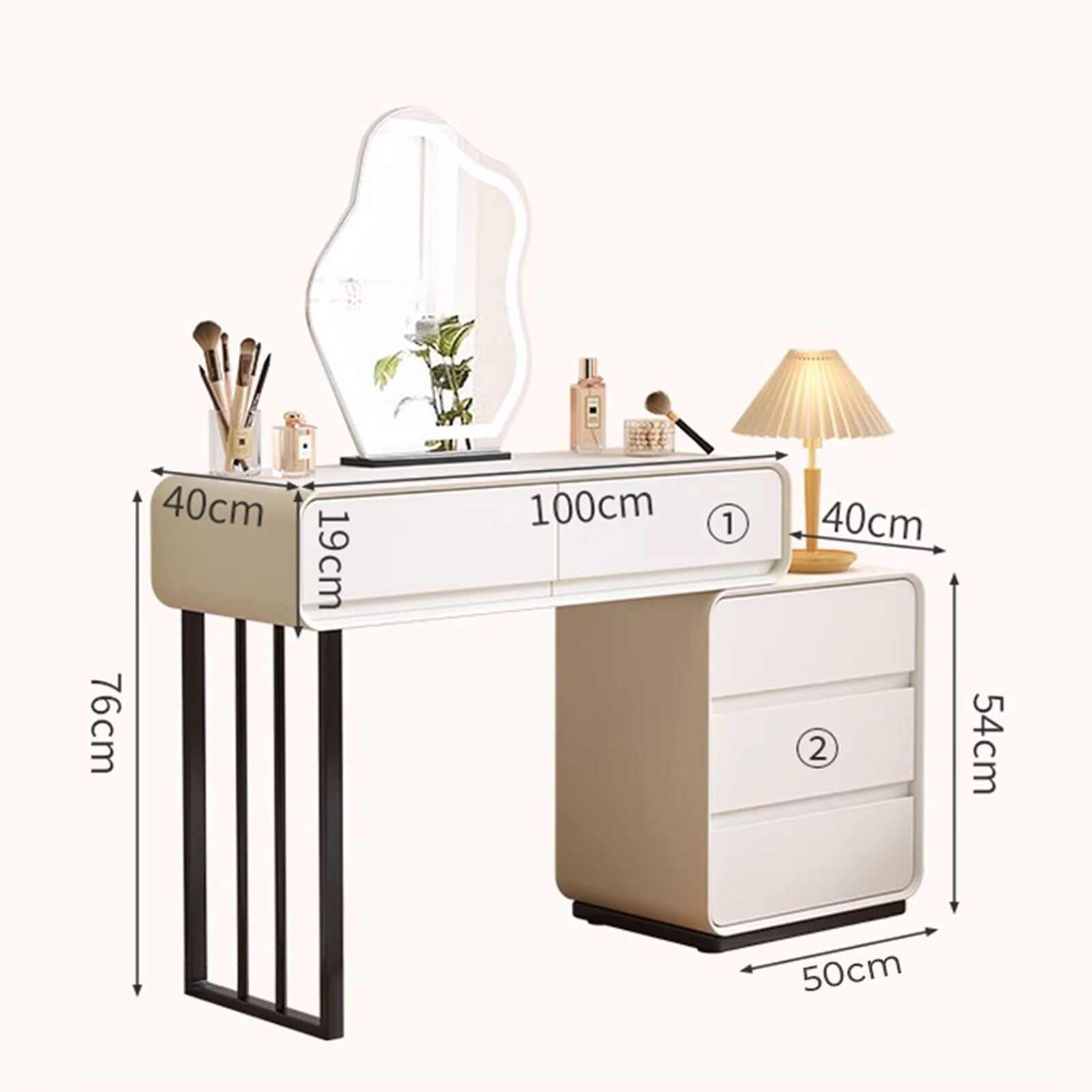 Bàn trang điểm TC chân sắt đen gỗ trắng