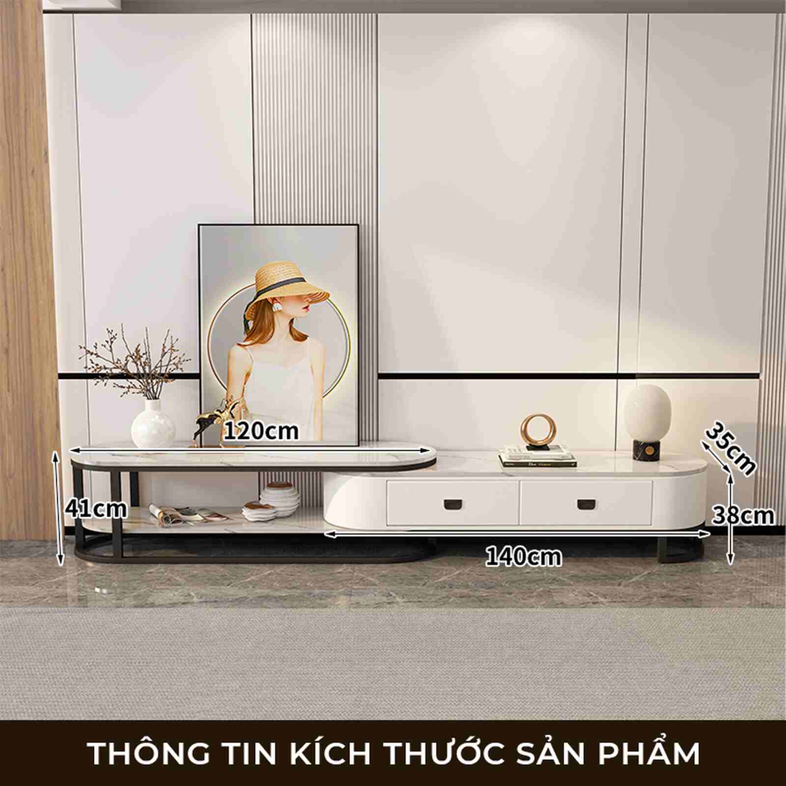 Kệ tivi bọc da khung sắt