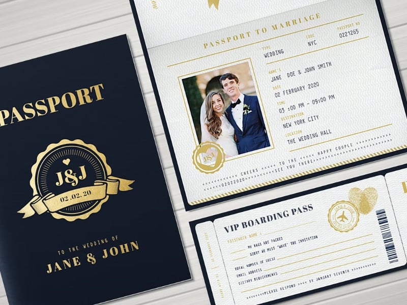 15 Mẫu thiệp cưới passport ấn tượng