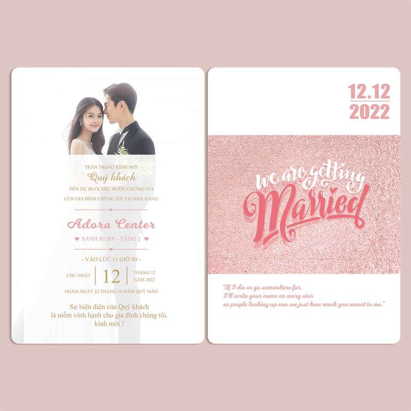 Mẫu thiệp cưới hiện đại với thông tin và bố cục được sắp xếp chỉn chu, đẹp mắt