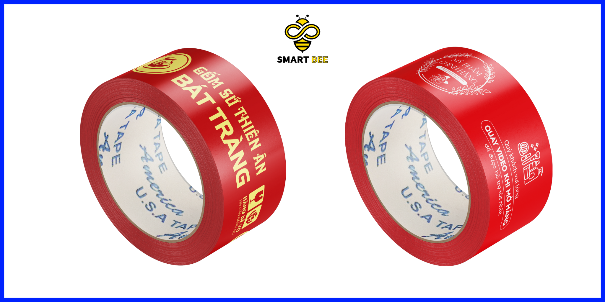Băng keo màu đỏ in logo