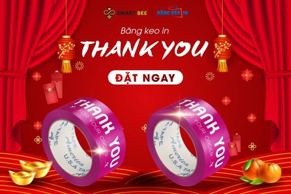 BĂNG KEO IN THANK YOU 48MM MÀU TÍM