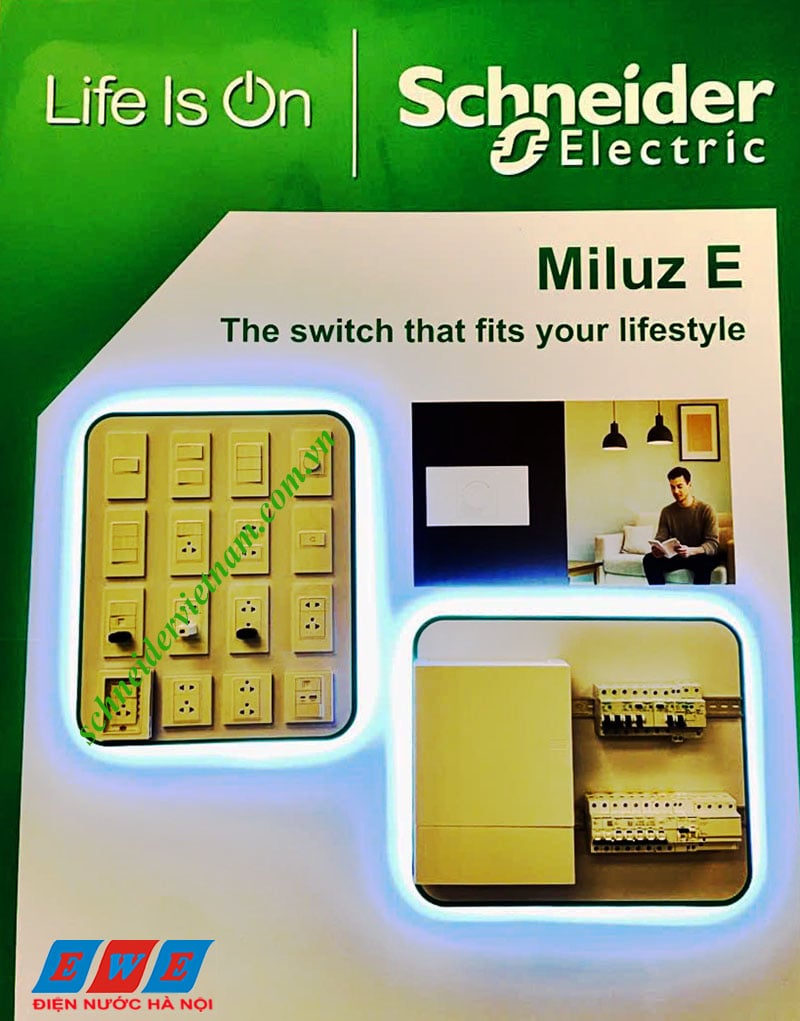 Công tắc ổ cắm Miluz E Schneider chính hãng