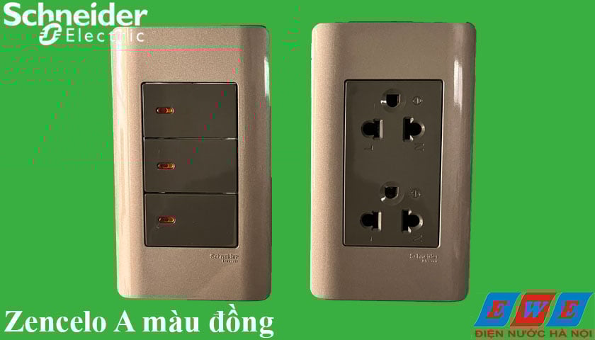 Công tắc ổ cắm Zencelo A màu đồng sang trọng