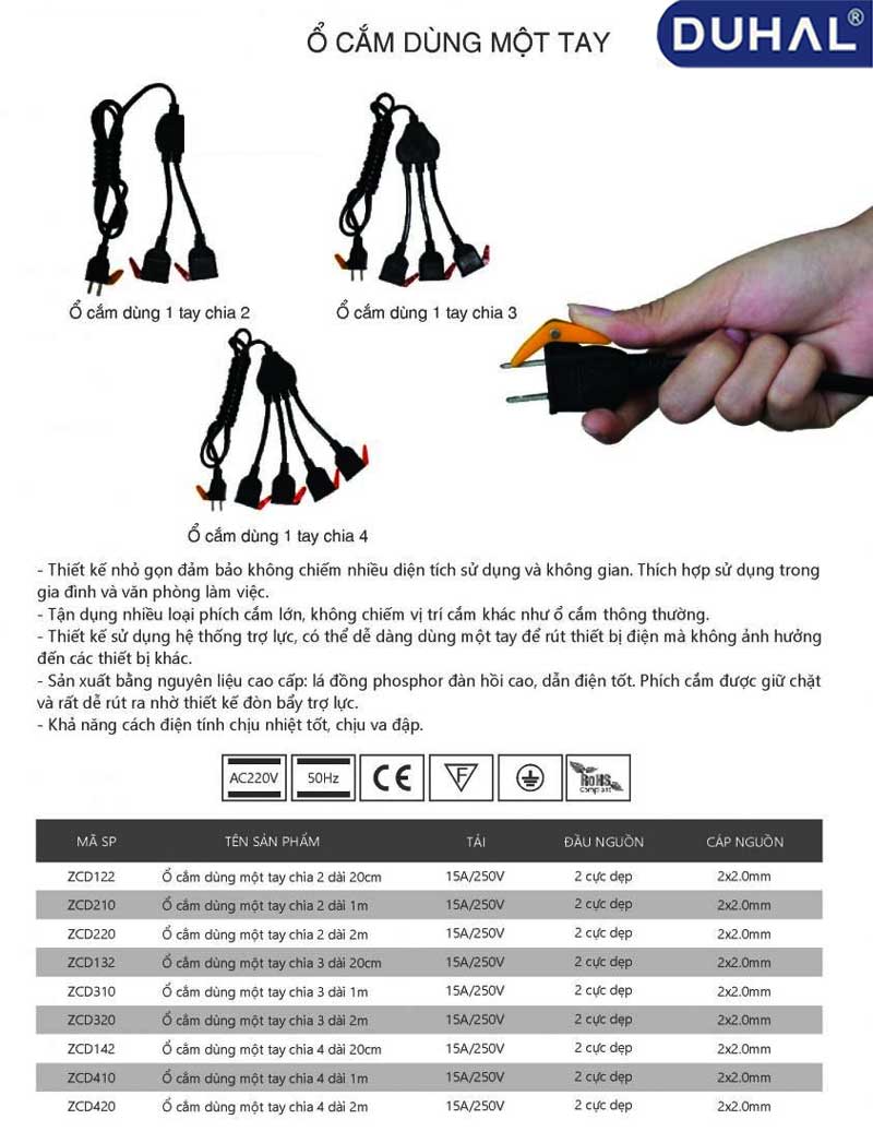 các-loại-ổ-cắm-một-tay-Duhal