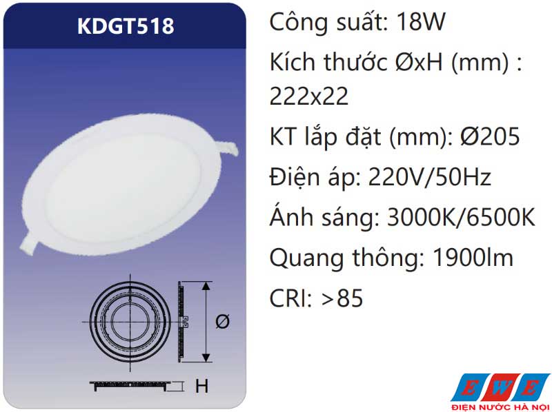 Đèn-led-âm-trần-Duhal-18W