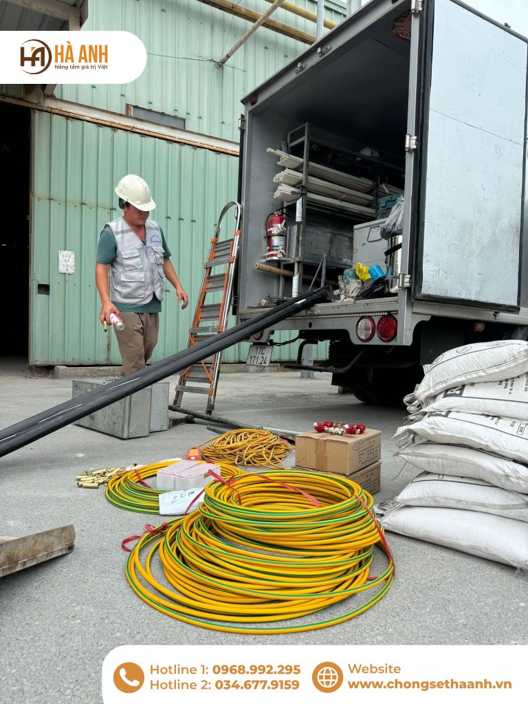 tiếp địa an toàn điện, cọc tiếp địa chống sét, dây thoát sét, chống sét lan truyền, tiếp địa Ramratna Ấn Độ, dây Cadisun, thi công tiếp địa nhà xưởng, tiếp địa nhà máy gạch men, Vilacera Tiền Hải Thái Bình, chống sét Thái Bình, tiếp địa chống sét công nghiệp, thi công tiếp địa an toàn