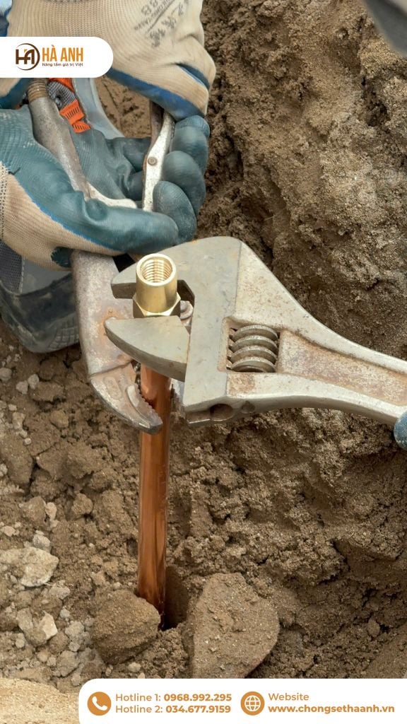 Cọc tiếp địa thép mạ đồng sử dụng trong hệ thống tiếp địa