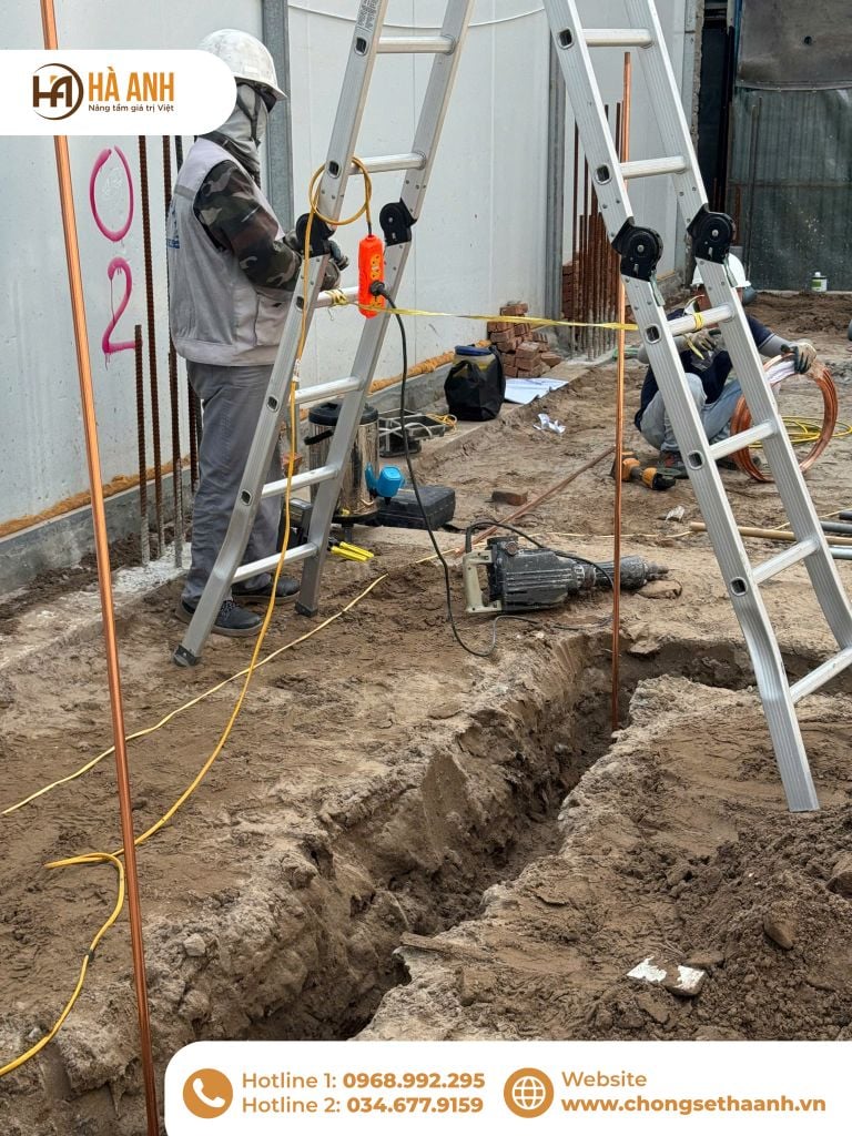 Cọc tiếp địa thép mạ đồng sử dụng trong hệ thống tiếp địa