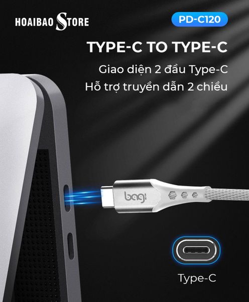 dây cáp sạc nhanh BAGI 65W