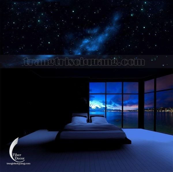 Hiệu ứng cực quang Aurora trên trần sao phòng karaoke hiện đại