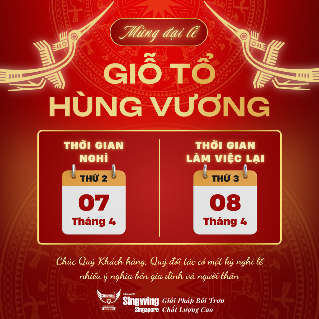 💥  THÔNG BÁO LỊCH NGHỈ LỄ GIỖ TỔ HÙNG VƯƠNG 💥