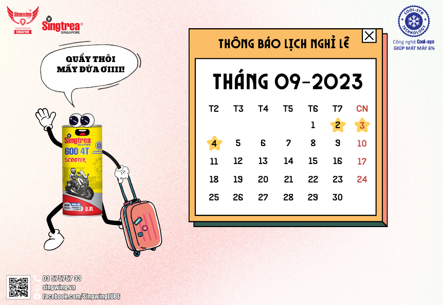 THÔNG BÁO NGHỈ LỄ 2/9