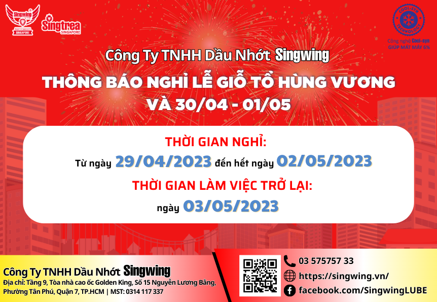 THÔNG BẢO NGHỈ LỄ GIỖ TỔ & 30/04 - 01/05 NĂM 2023