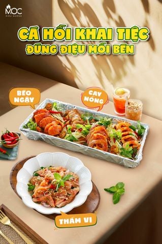 Khai vị tuyệt hảo với món ngon từ cá hồi tại Mộc Riêu Nướng