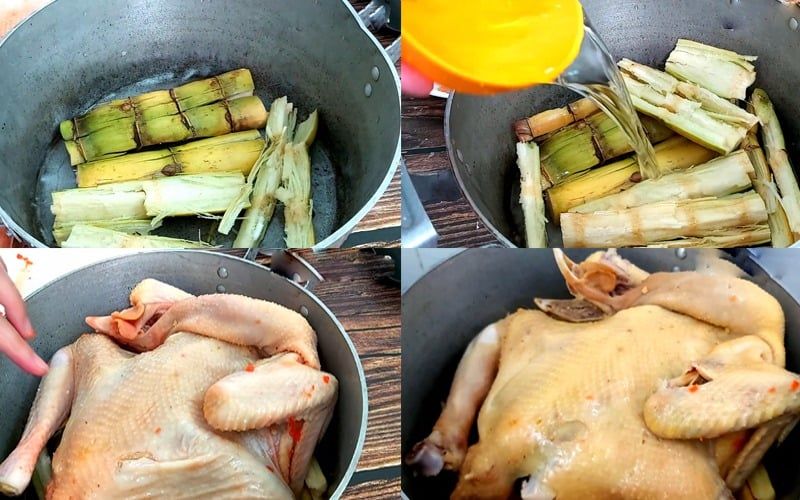 Cách làm gà hấp mía thơm ngon