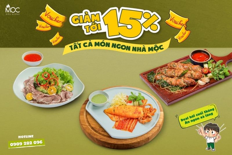 Giảm 15% toàn bộ món ăn cho hội 
