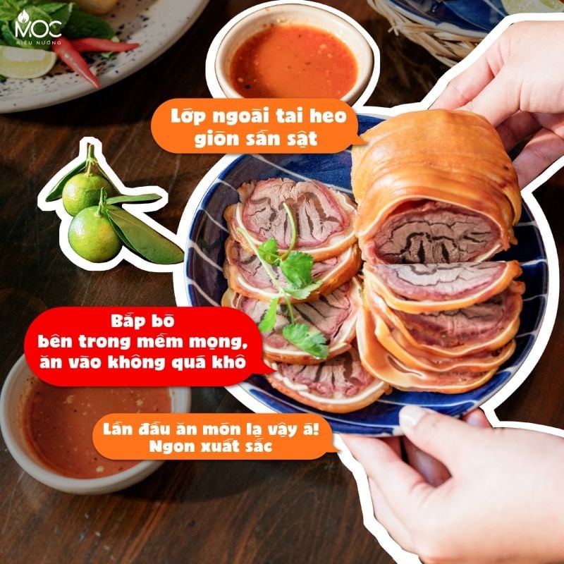 Giò bắp hoa bò mềm mọng bên trong, giòn sần sật bên ngoài