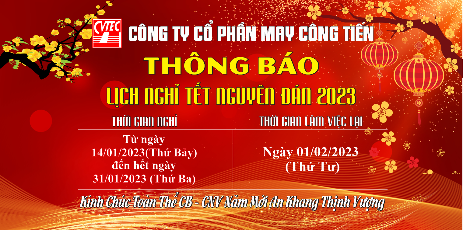 THÔNG BÁO LỊCH NGHỈ TẾT NGUYÊN ĐÁN 2023