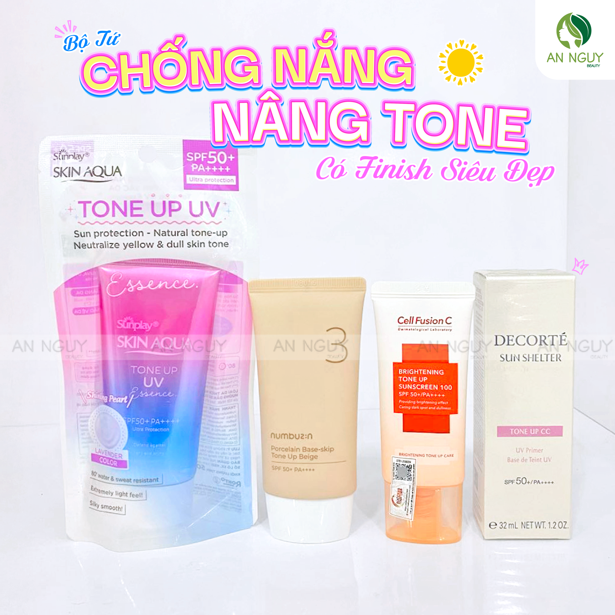 💗BỘ TỨ CHỐNG NẮNG NÂNG TONE💗✨CÓ FINISH SIÊU ĐẸP✨