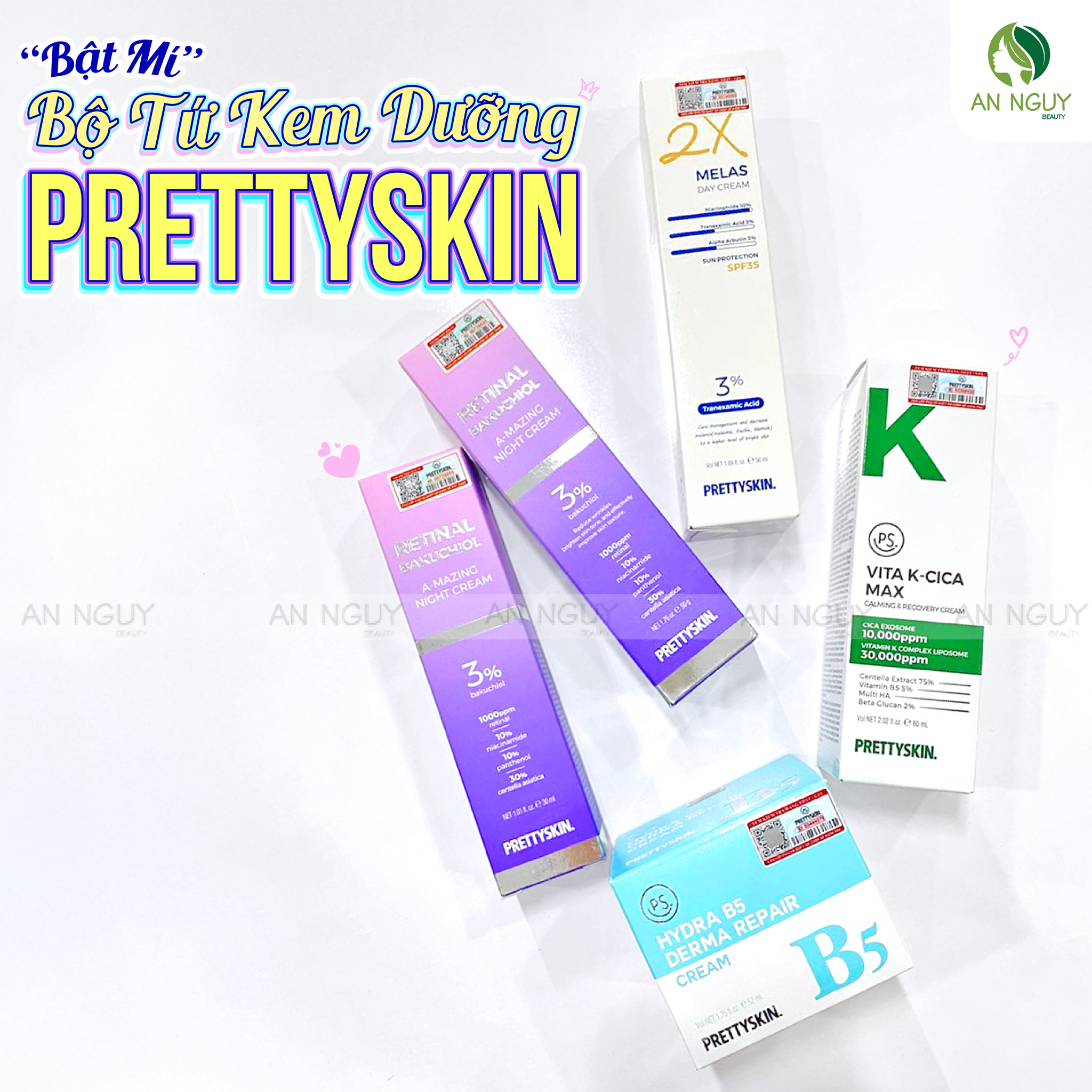 💦BẬT MÍ💦 BỘ TỨ KEM DƯỠNG PRETTYSKIN