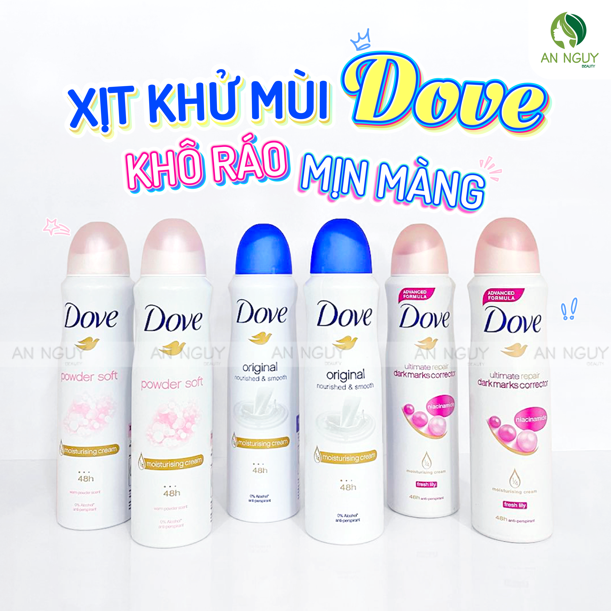 🌀XỊT KHỬ MÙI DOVE🫧KHÔ RÁO, MỊN MÀNG🫧