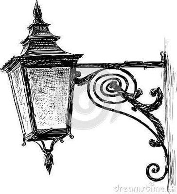 tranh vẽ ký họa  một cái đèn