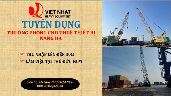 TUYỂN DỤNG TRƯỞNG PHÒNG KINH DOANH XE CƠ GIỚI - MẢNG CHO THUÊ THIẾT BỊ NÂNG HẠ CẢNG