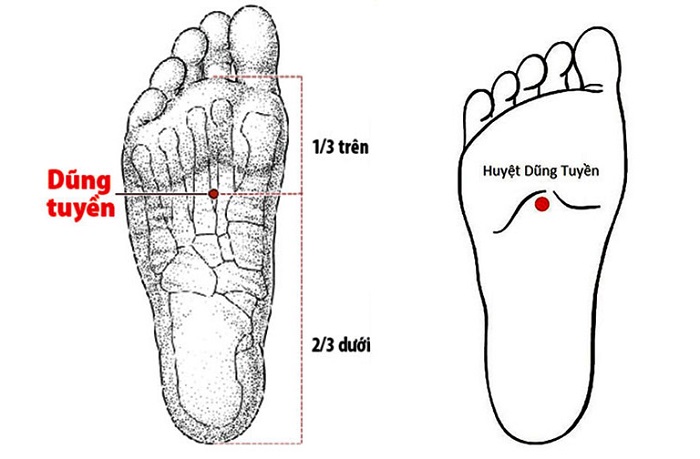 huyệt dũng tuyền vùng chân