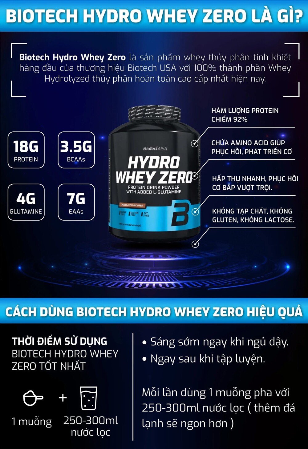BioTechUSA Hydro Whey Zero - sữa whey tốt nhất hiện nay