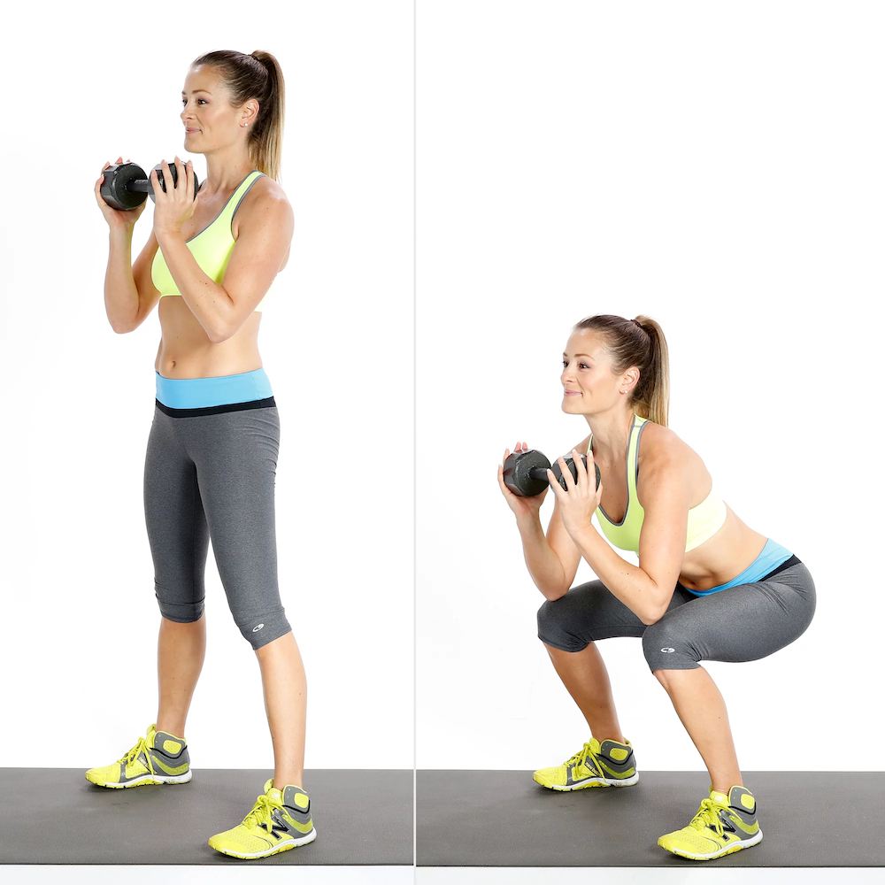 Bài tập squat với tạ tay (Dumbbell Goblet Squat)