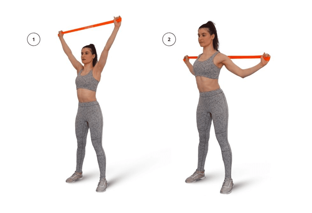 Bài tập Overhead Resistance Band Stretch với dây kháng lực