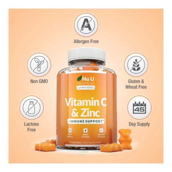 Nu U Nutrition Vitamin C & Zinc Gummies 90 Viên