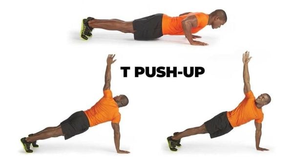 Bài tập xô T push-up giúp cơ lưng mạnh mẽ, săn chắc