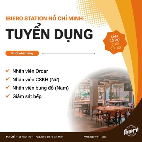 LÀM CÓ HỘI, CHƠI CÓ ĐỘI, APPLY NGAY IBIERO STATION - 65 XUÂN THỦY