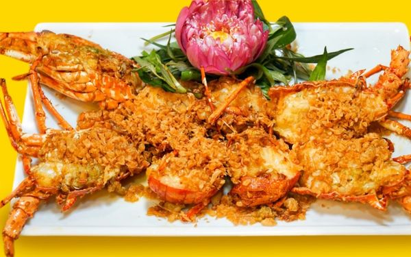 Grilled Tropical rock lobster with garlic butter