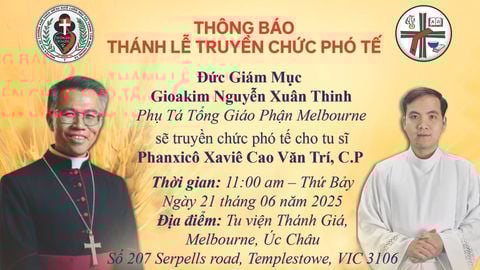 Thông Báo: Thánh Lễ Truyền Chức Phó Tế (21/06)