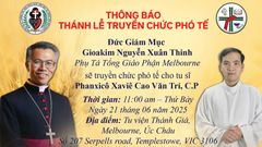 Thông Báo: Thánh Lễ Truyền Chức Phó Tế (21/06)