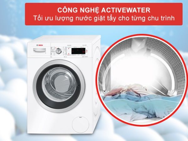 Máy giặt Bosch WAW28480SG seria 8 Công nghệ ActiveWater tối ưu lượng nước giặt cho từng chu trình