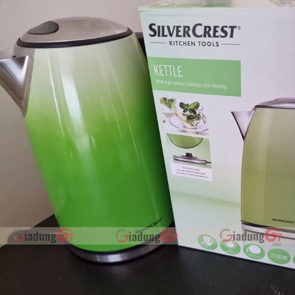 m siêu tốc Silvercrest 3100W 1.7L được trang bị tính năng tự động tắt an toàn và bảo vệ đun sôi khô