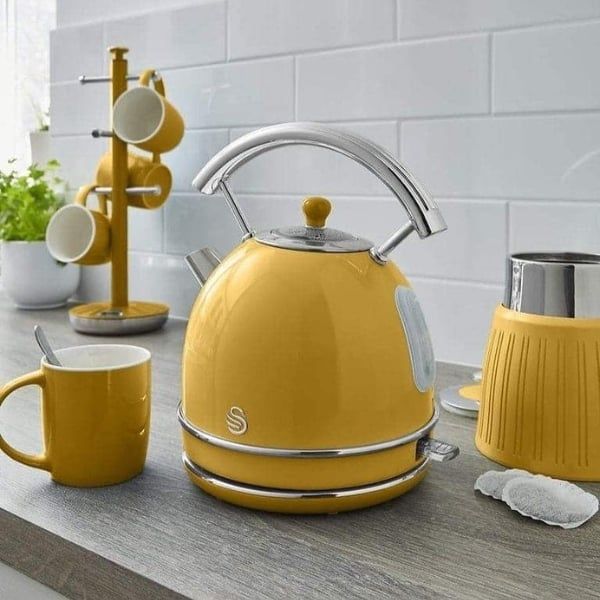 Ấm siêu tốc Swan Retro 1.8L Tay cầm mạ crôm và nắp trong suốt