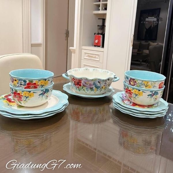Bát gốm The Pioneer Woman Sweet Romance Blossom 25cm Chất Liệu Gốm Sứ Bền Bỉ