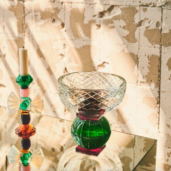 Bát pha lê Jackie Reflections Copenhagen 20cm có Những đường gạch zigzag được khắc kim cương dọc theo bên của chiếc bát