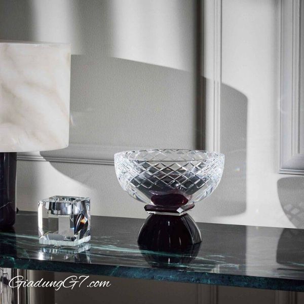 Bát pha lê Jackie Reflections Copenhagen 20cm có Những đường gạch zigzag được khắc kim cương dọc theo bên của chiếc bát