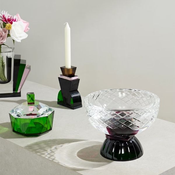 Bát pha lê Jackie Reflections Copenhagen 20cm có Những đường gạch zigzag được khắc kim cương dọc theo bên của chiếc bát