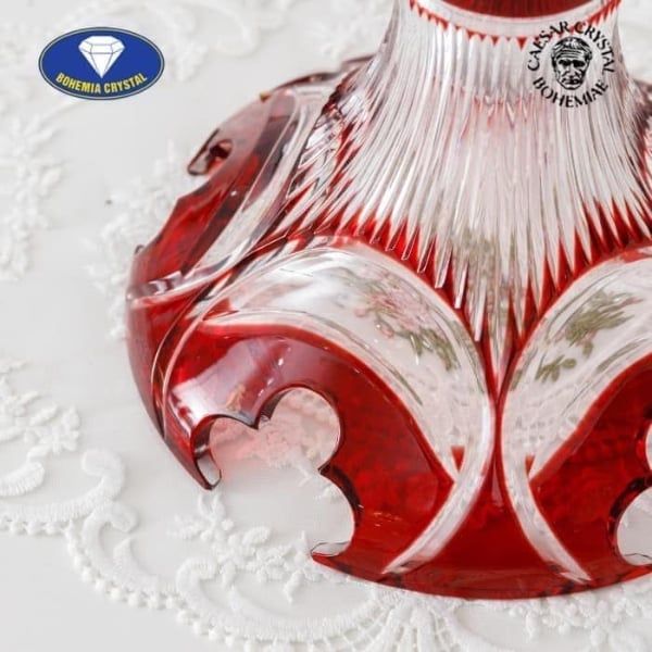 Bình hoa pha lê cúp Bohemia cao 50.5cm với Màu đỏ tượng trưng cho điềm lành, may mắn