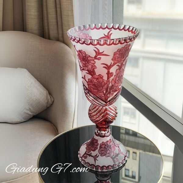Bình hoa pha lê cúp Sakura Ales Zverina 50.5cm Tinh Xảo và Mê Hoặc trong Thiết Kế