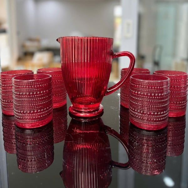 Bình nước Viola 1 lít màu đỏ Chất liệu thủy tinh cao cấp – Chịu lực tốt