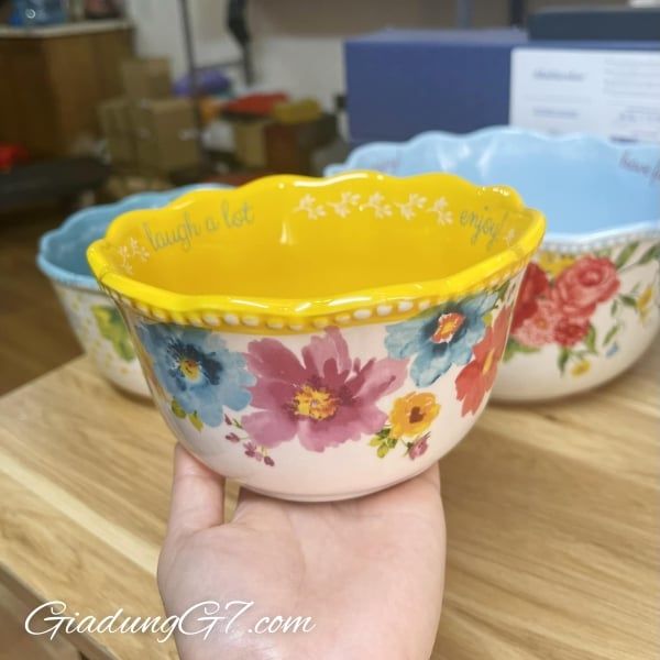 Bộ 3 Bát Gốm The Pioneer Woman Sweet Rose Sentiment Ba Kích Cỡ Phù Hợp Cho Mọi Nhu Cầu